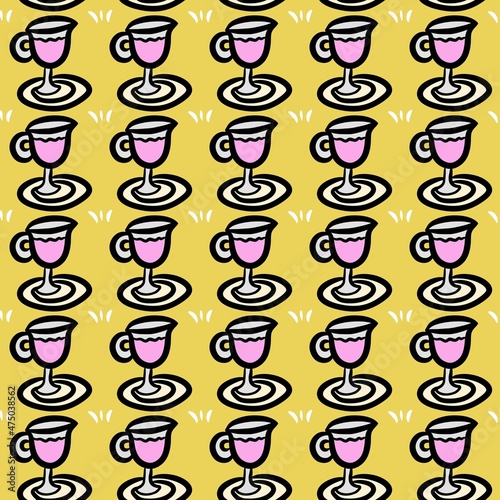 seamless pattern of cute cup cartoon