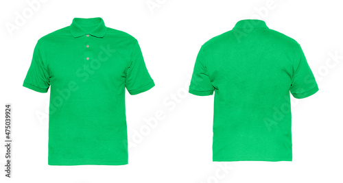 Wallpaper Mural Blank Polo shirt Three-button placket color light green on invisible mannequin template front and back view on white background
 Torontodigital.ca