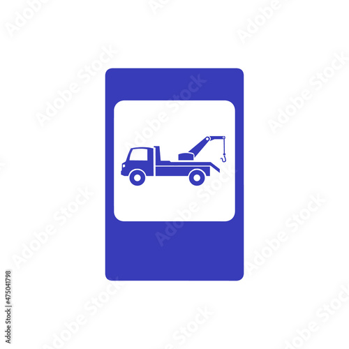 Road sign very peri tow truck machines vector icons