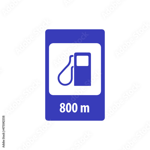 Road sign very peri refueling through 100 meters vector icons