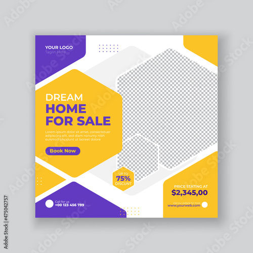 Real estate house property instagram post or square banner template