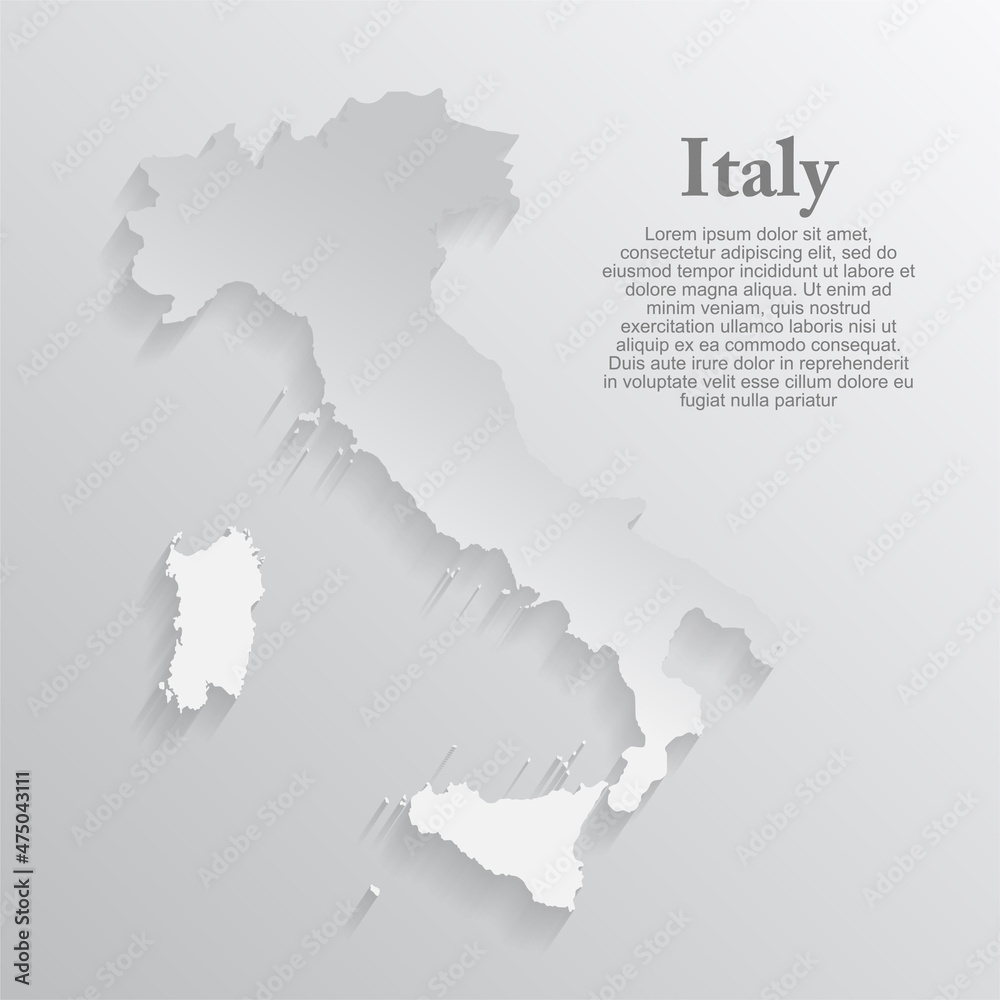 Minimal white map Italy, template Europe country