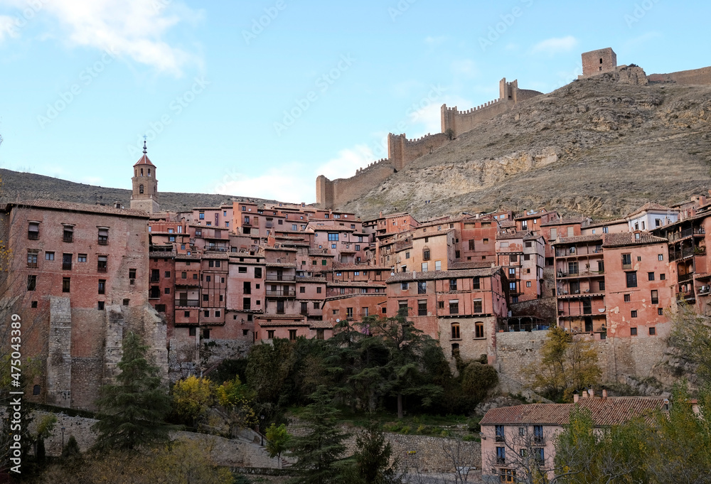 Beautiful old architecture and buildings in the mountain village of Albarracin, Spain