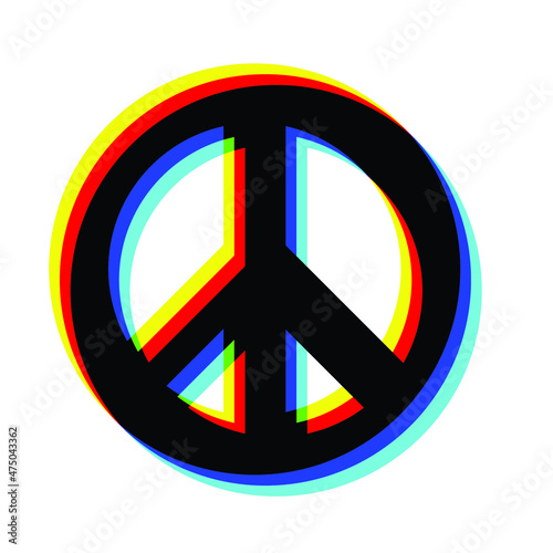 Glitch distorted symbol . Minimal art design . Noise destroyed logo . Trendy defect error shapes . Glitched peace symbol .Broken effect .vector 