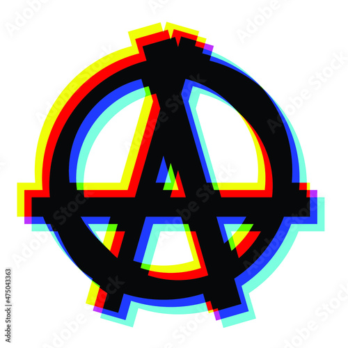 Glitch distorted geometric symbol . Minimal art design . Noise destroyed logo . Trendy defect error shapes . Glitched anarchy symbol .Broken effect .vector 