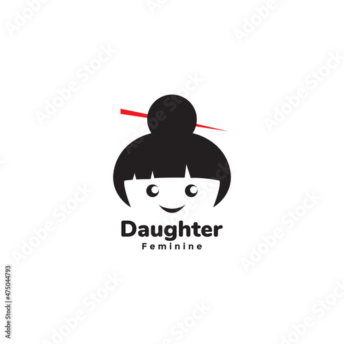 japan culture head little girl cute logo symbol icon vector graphic design illustration idea creative