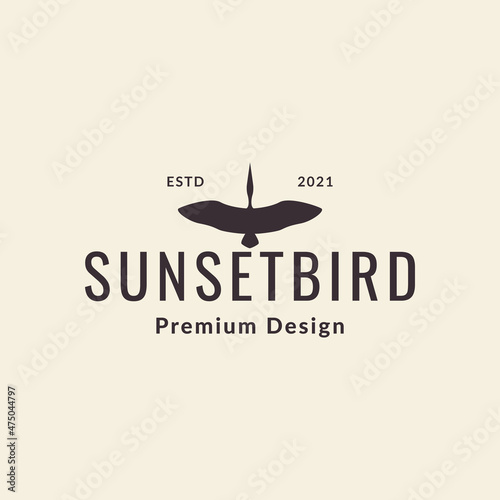 silhouette bird fly stork hipster logo symbol icon vector graphic design illustration idea creative