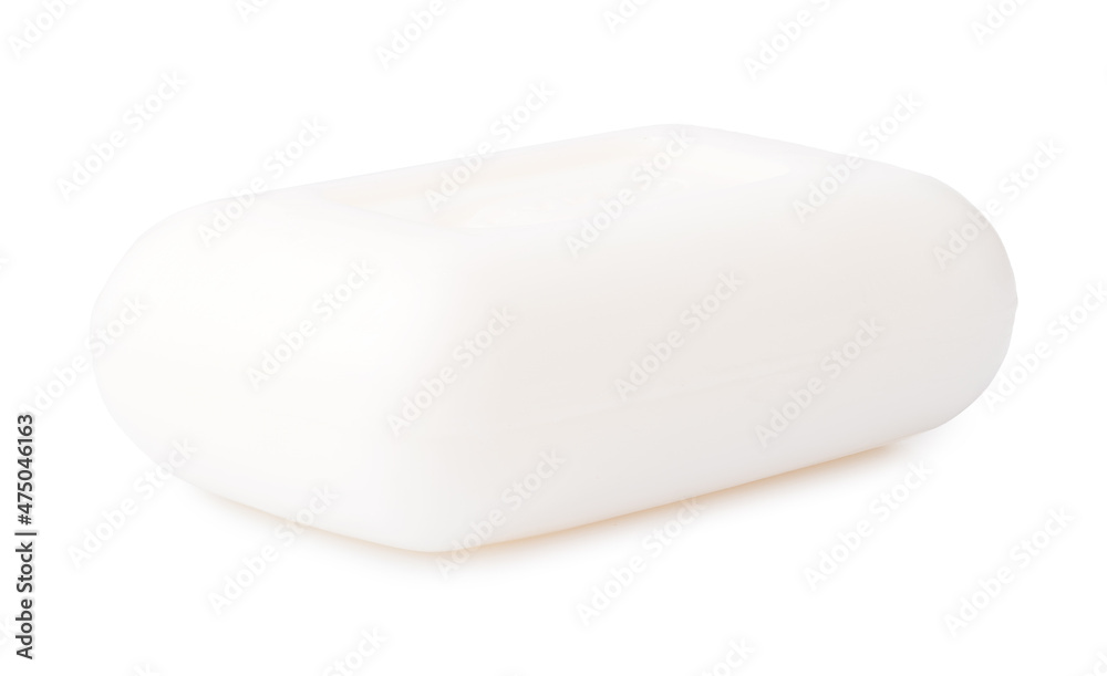 Single soap bar isolated on white background