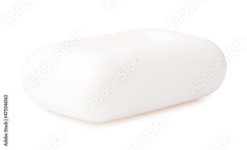 Single soap bar isolated on white background