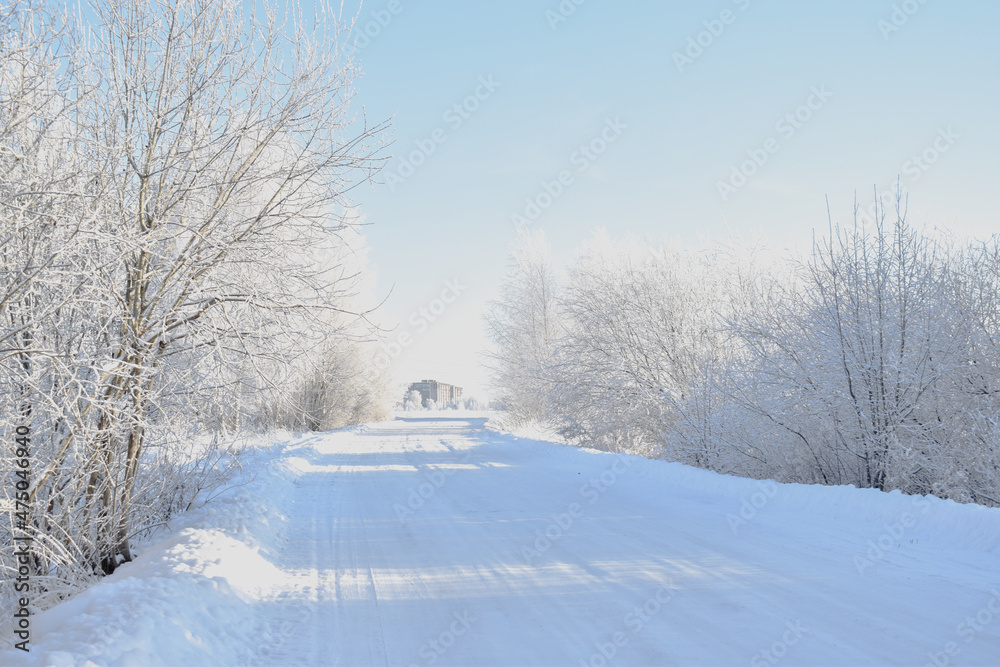 Winter landscape. Nature in winter. Snowy winter. A sunny winter day. December. Winter landscape. Nature in winter. Snowy winter. A sunny winter day. December.