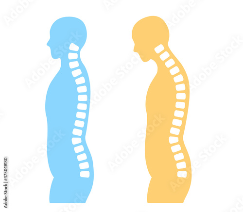Rounded Shoulders and spine posture Human body silhouette