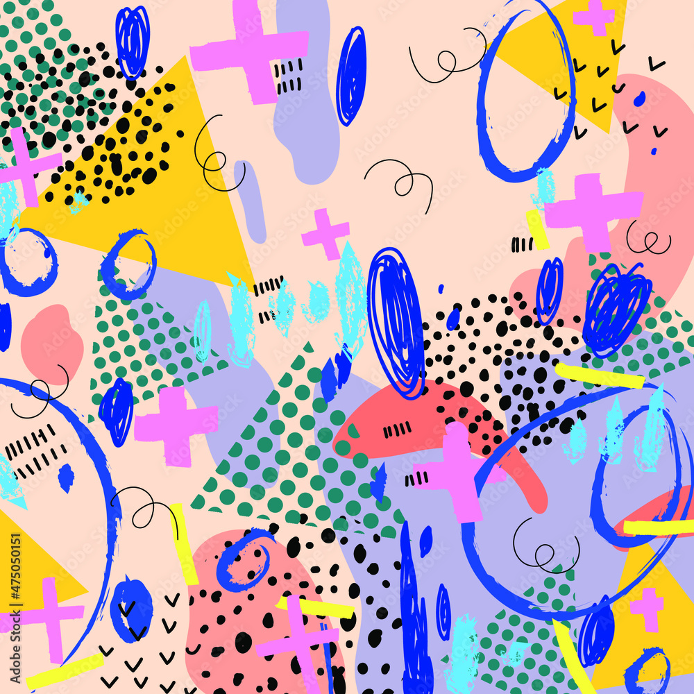 Colorful abstract seamless pattern hand drawing vector illustration.