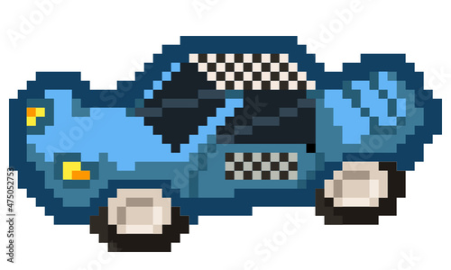Pixel Art - Blue Muscle    Sport Car - Cartoon style - 8bit Game Art