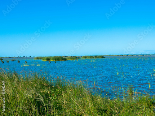 A pristine lagoon on the wild coast of iSimangaliso Wetland Park. Maputaland  an area of KwaZulu-Natal on the east coast of South Africa. Wetland Park of ecosystems and an diversity of vegetation.