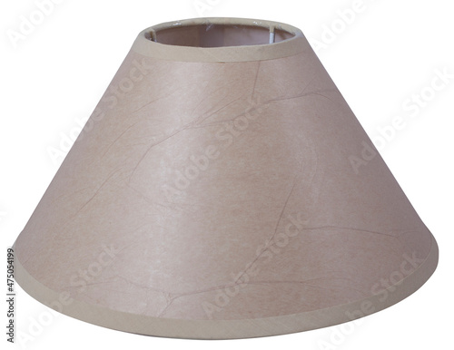 classic empire cool flare cone shaped brown beige tapered lampshade on white background isolated close up shot 