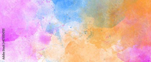 Abstract watercolor background with paint. Divorces and drops. Periwinkles. 