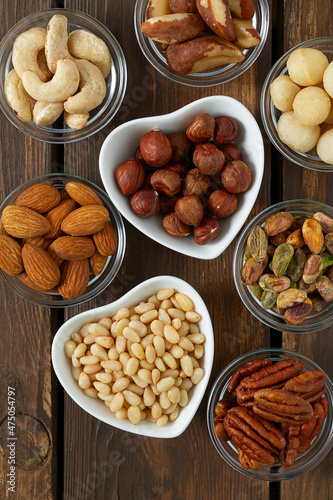assortments of nuts on wooden surface