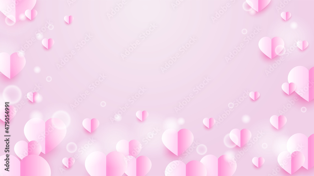 Valentine's day love banner background. Lovely Glow Pink Papercut style design background. Design for special days, women's day, birthday, mother's day, father's day, Christmas.