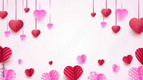 Valentine's day love banner background. Valentine's Red Pink Papercut style design background. Design for special days, women's day, birthday, mother's day, father's day, Christmas.
