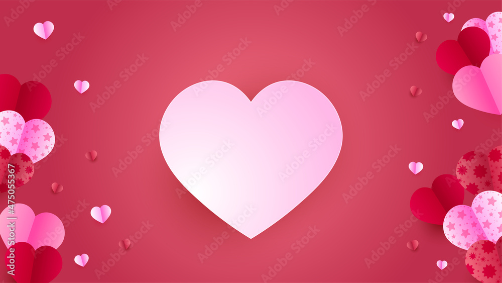 Valentine's day love banner background. Lovely Red Pink Papercut style design background. Design for special days, women's day, birthday, mother's day, father's day, Christmas.