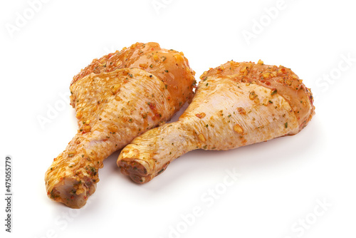 Chicken drumsticks BBQ, isolated on white background.