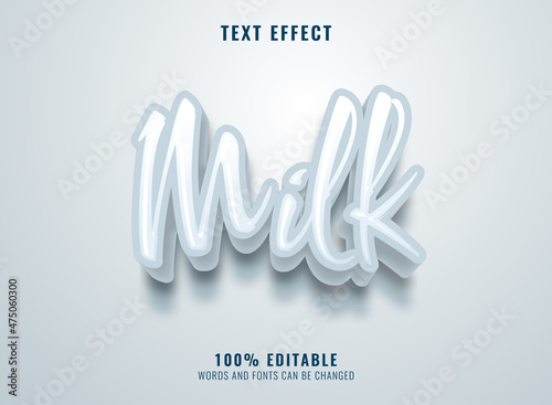 3d modern soft milk handwriting text effect