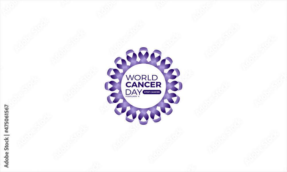 Naklejka premium Purple world cancer day ribbon logo design template