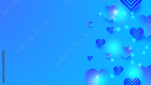 Love Blur blue Papercut style design background