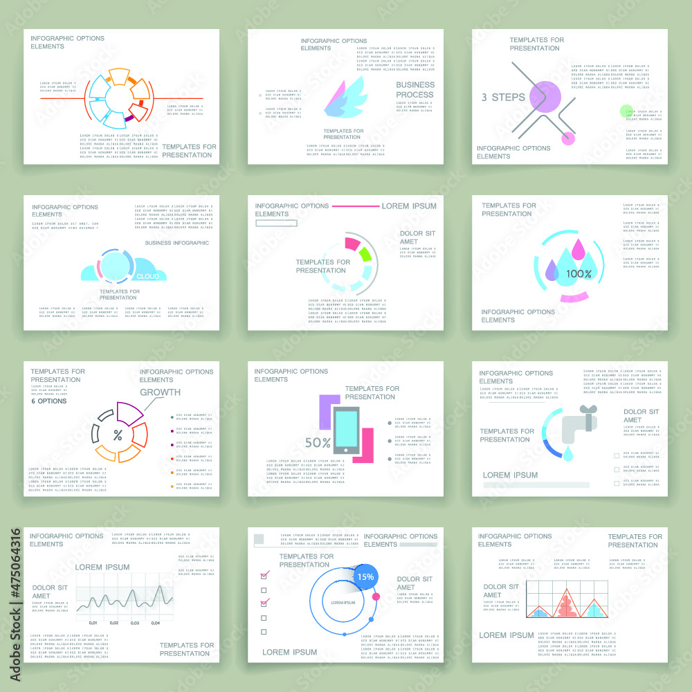 Elements for business data visualization, Modern infographic design, vector set templates Elements for business data visualization, Modern infographic design, vector set templates