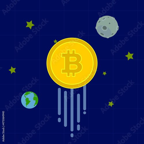 golden bitcoin crypto currency floating in space background