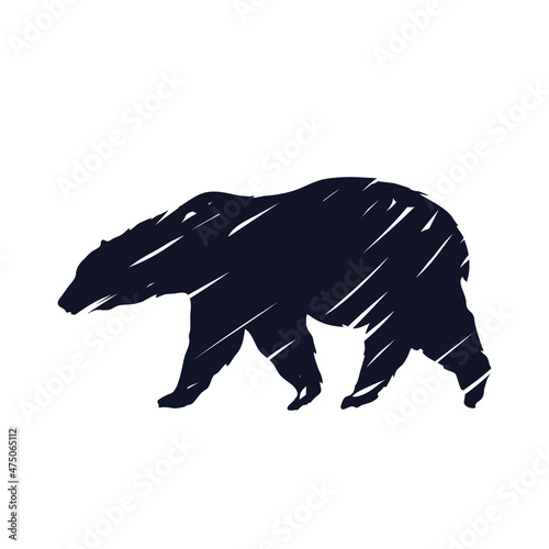 Polar bear silhouette logo icon sign Animal symbol Hand drawn sketch Creative cartoon design Modern style Fashion print clothes apparel greeting invitation card cover flyer poster banner ad sticker