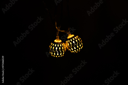 Lights with yellow bulbs for decoration and lighting