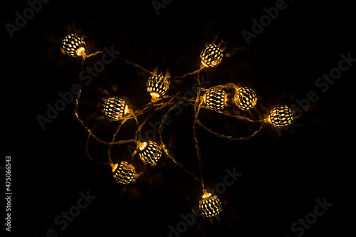 Lights with yellow bulbs for decoration and lighting