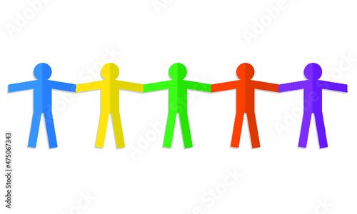 Color paper man isolated on a white background