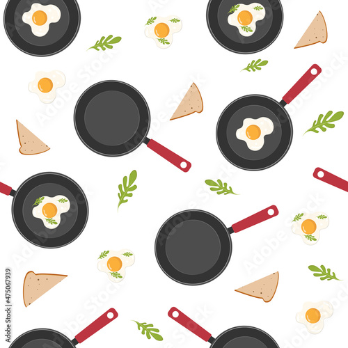 Seamless food pattern with fried egg
