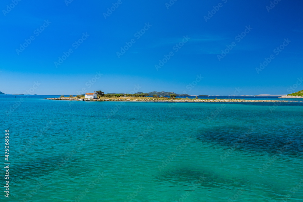 Island of St Justina in Adriatic sea in Croatia, near town of Pakostane
