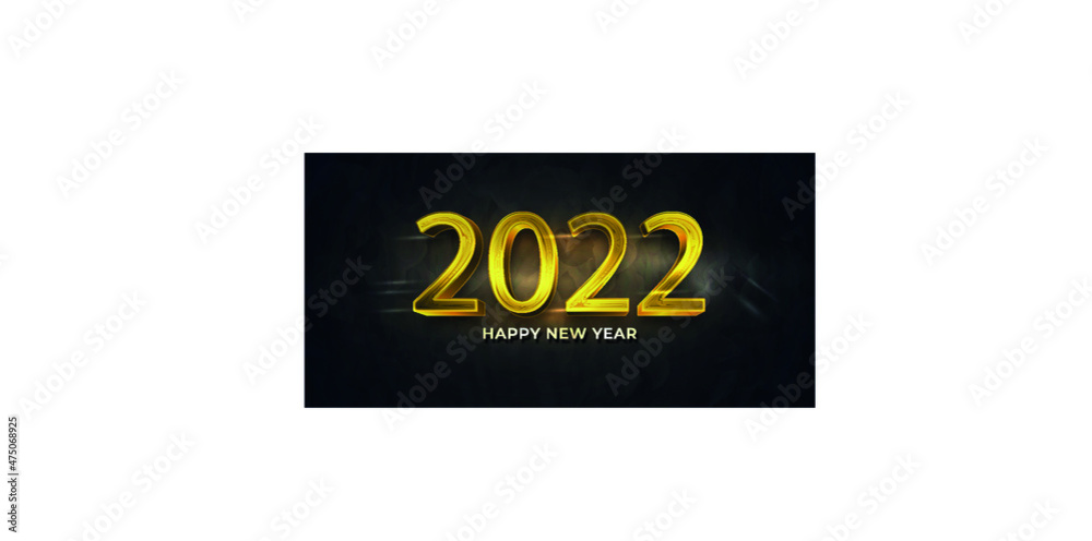 Happy new year 2022 golden text fairy tale effect