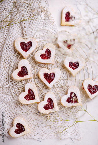 LINZER COOKIES for Valentine's Day.selective focus