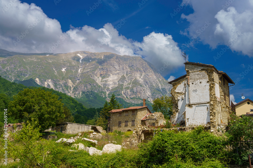 Arquata del Tronto, old village damaged by earthquake in Ascoli Piceno province