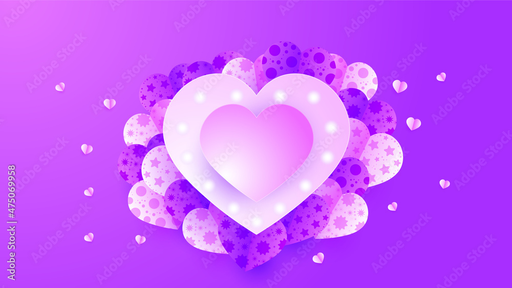 Lovely Glow white purple Papercut style design background