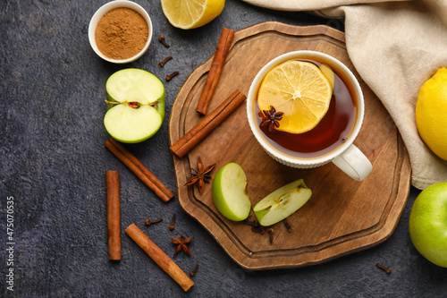 Cup of tasty fruit tea with...
