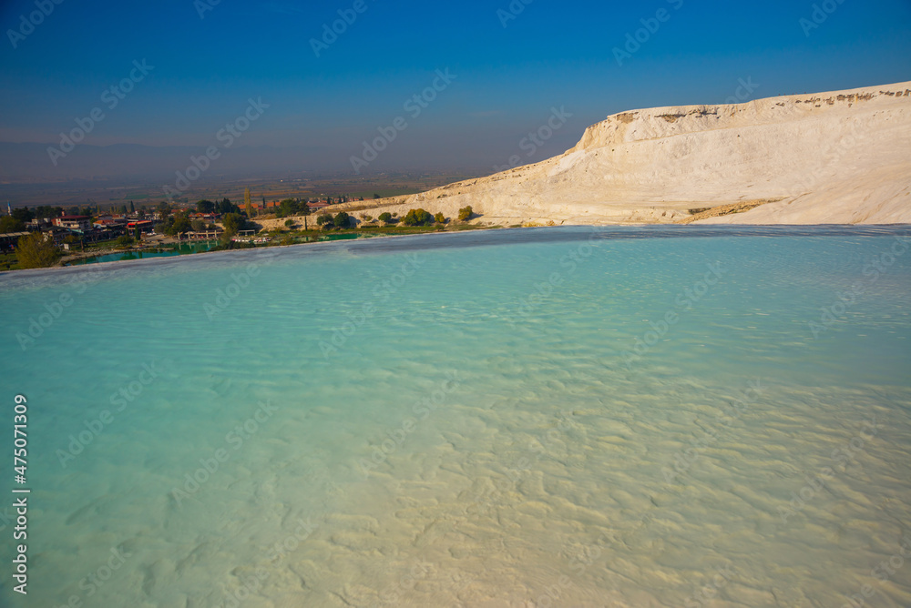 PAMUKKALE, TURKEY: Turquoise water travertine pools at Pamukkale.