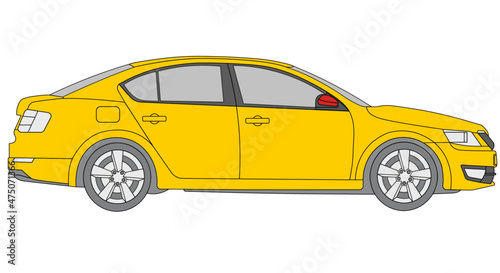 Fototapeta Naklejka Na Ścianę i Meble -  Yellow sedan vector illustration