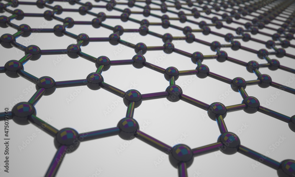 Graphene molecular grid, Crystal cell. 3D render Graphene molecular grid, Crystal cell. 3D render
