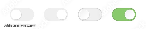 On off Switch. Toggle slide buttons vector mockup. Turn on off template isolated on white background. Slider mobile switch power.