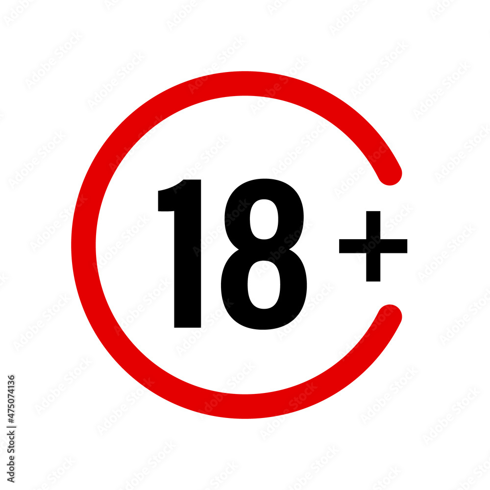 Eighteen plus icon in flat style. Eighteen plus icon in flat style.