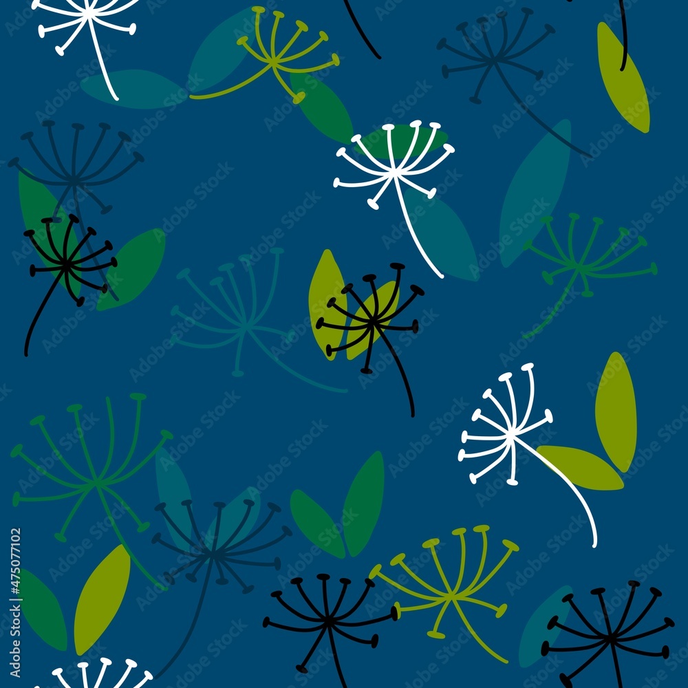 Seamless flower pattern with dandelion on background for fabrics and textiles Seamless flower pattern with dandelion on background for fabrics and textiles