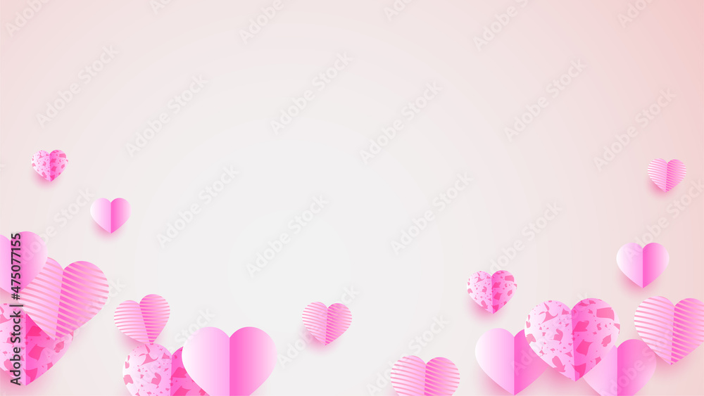 Happy valentine's day Pink Papercut style design background