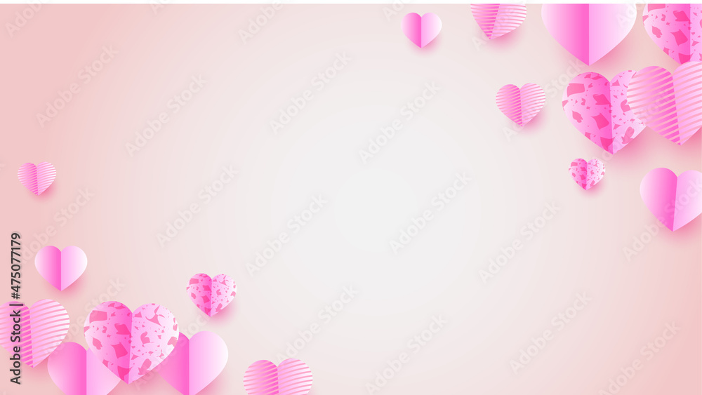 Happy valentine's day Pink Papercut style design background Happy valentine's day Pink Papercut style design background