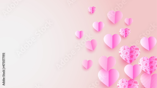 Happy valentine s day Pink Papercut style design background